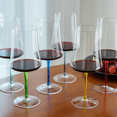 Kit Promocional: Linha Completa Sommelier Hastes Coloridas para Vinho e Espumante (12 Taças)
